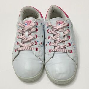 Limited Too White and Pink Paint Splatter Lace Up Tennis Shoes Size 5